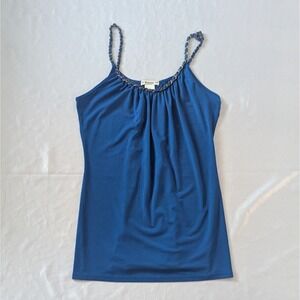 Forever 21 Gold‎ Chain Tank Top Dressy Shirt Blue XS Gently Used